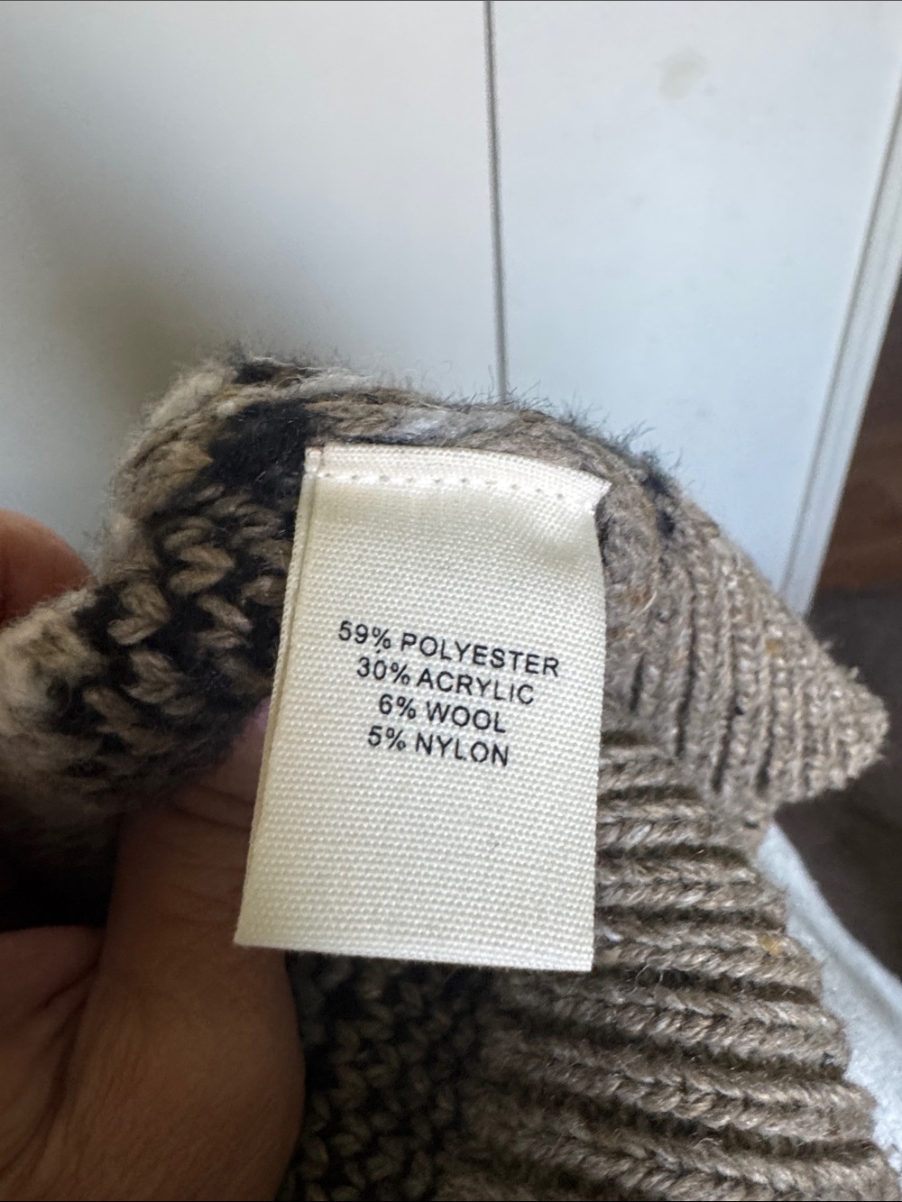 Marled Neutral and Navy Fair Isle Cardigan - Picture 4 of 4